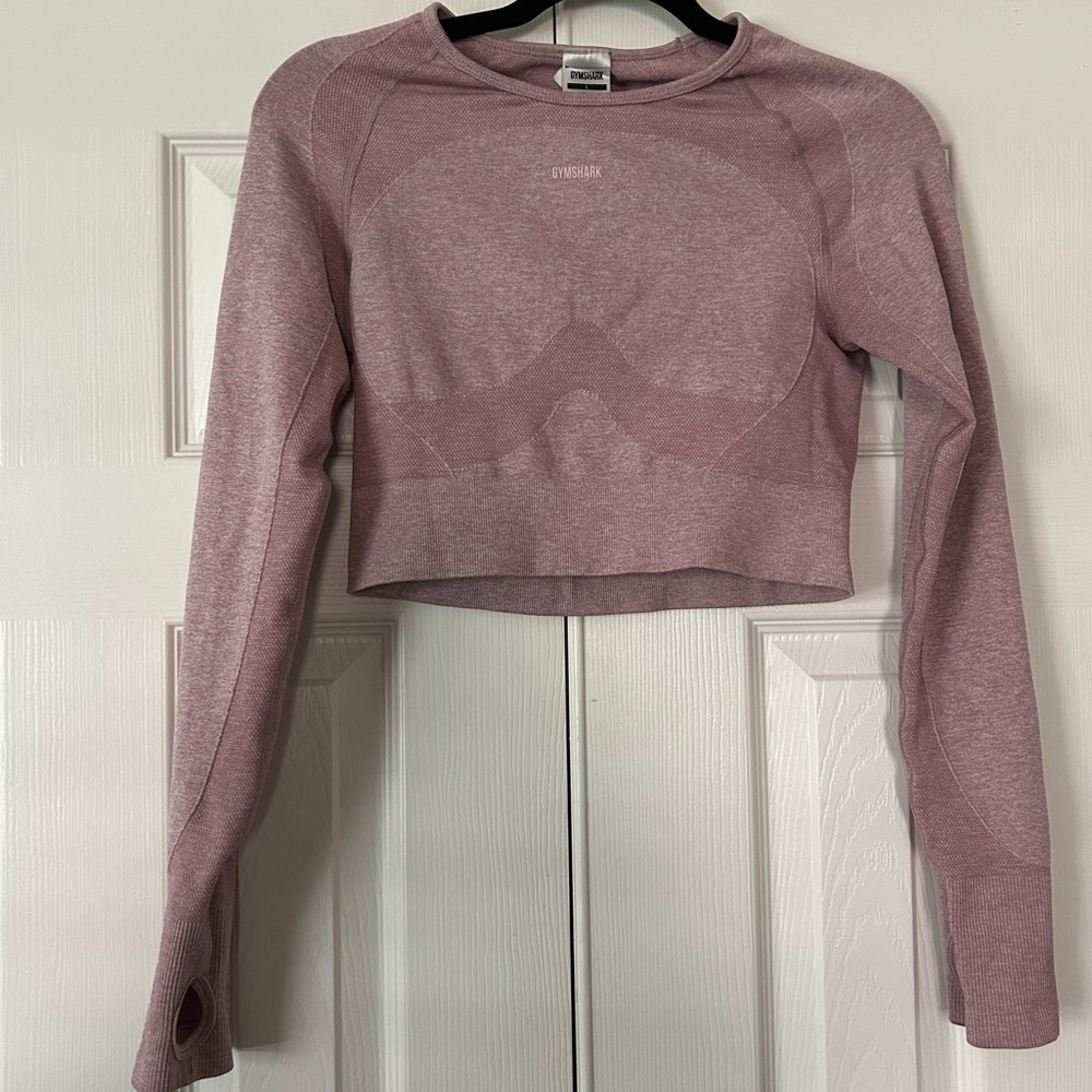 Gymshark 🌺 Mauve Long Sleeve Women’s Workout Gym Crop Top